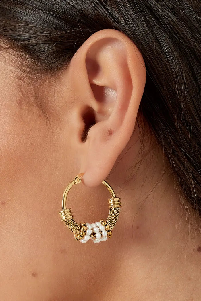 Oorbellen bohemian parel - Goud/Zilver