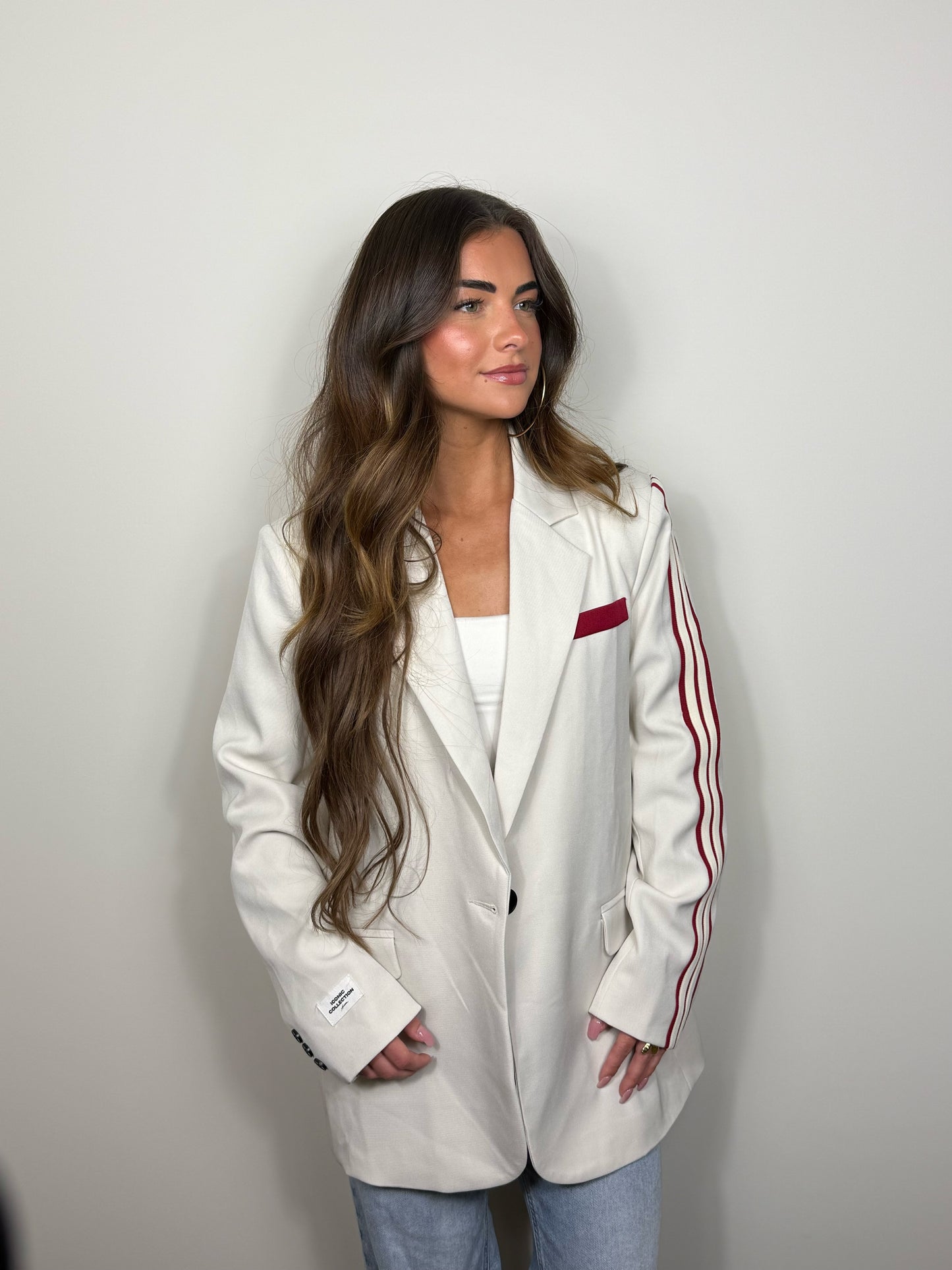 Witte blazer met strepen