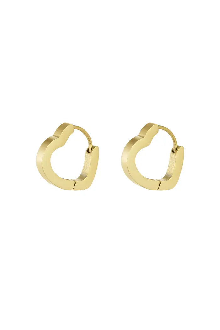 Basic hart oorbellen medium - Goud/Zilver
