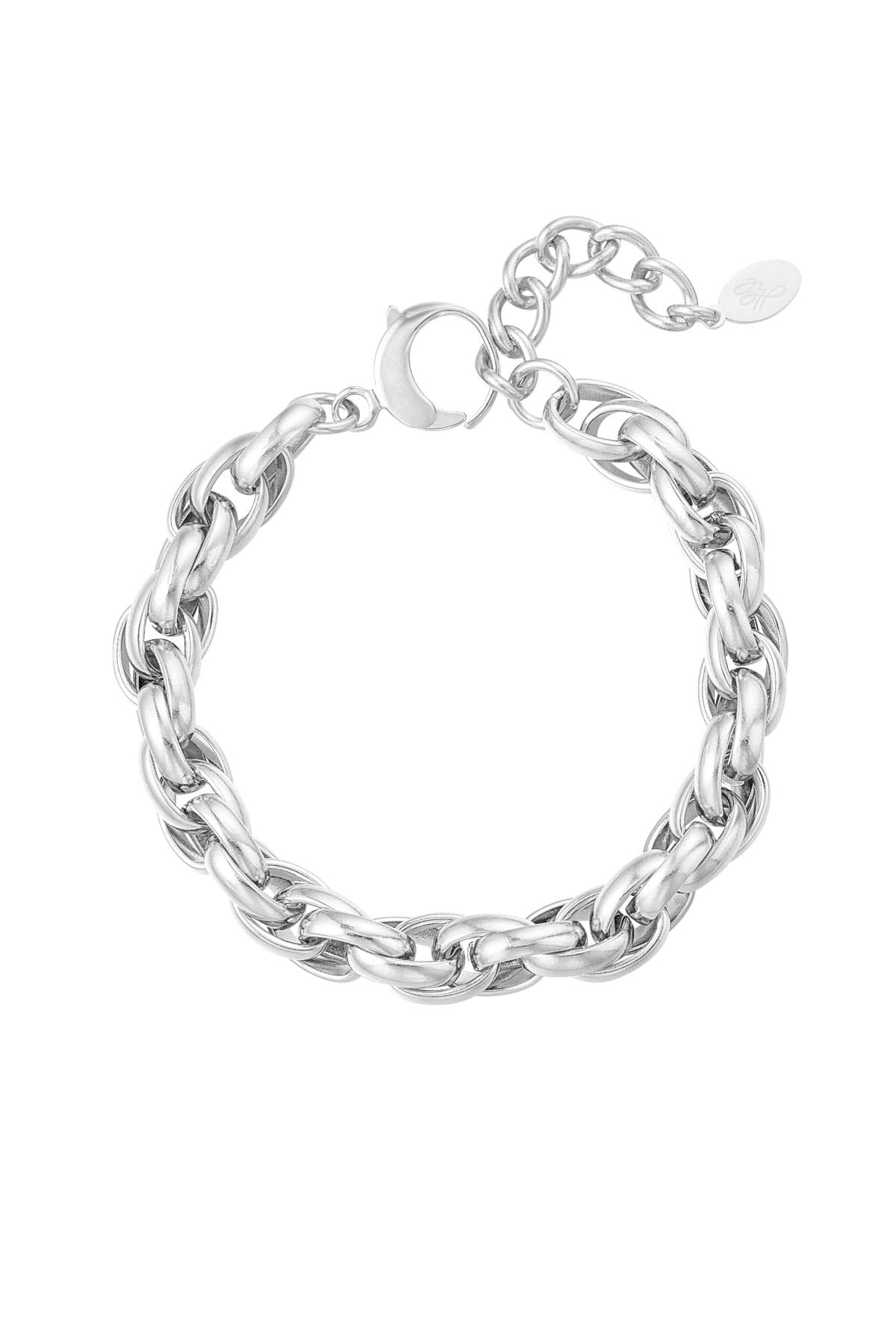 Schakelarmband grof goud/zilver