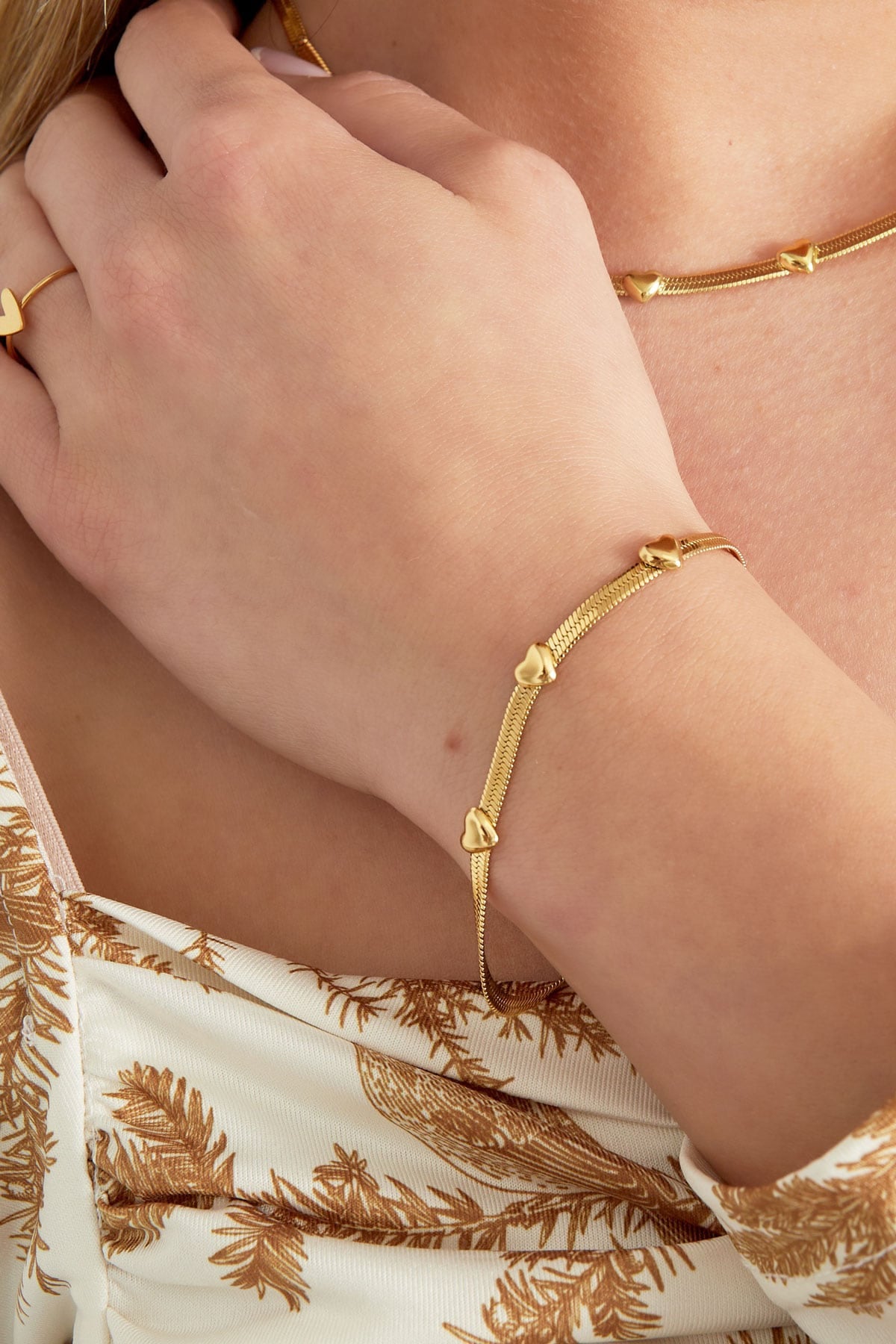 Armband triple the love goud/zilver