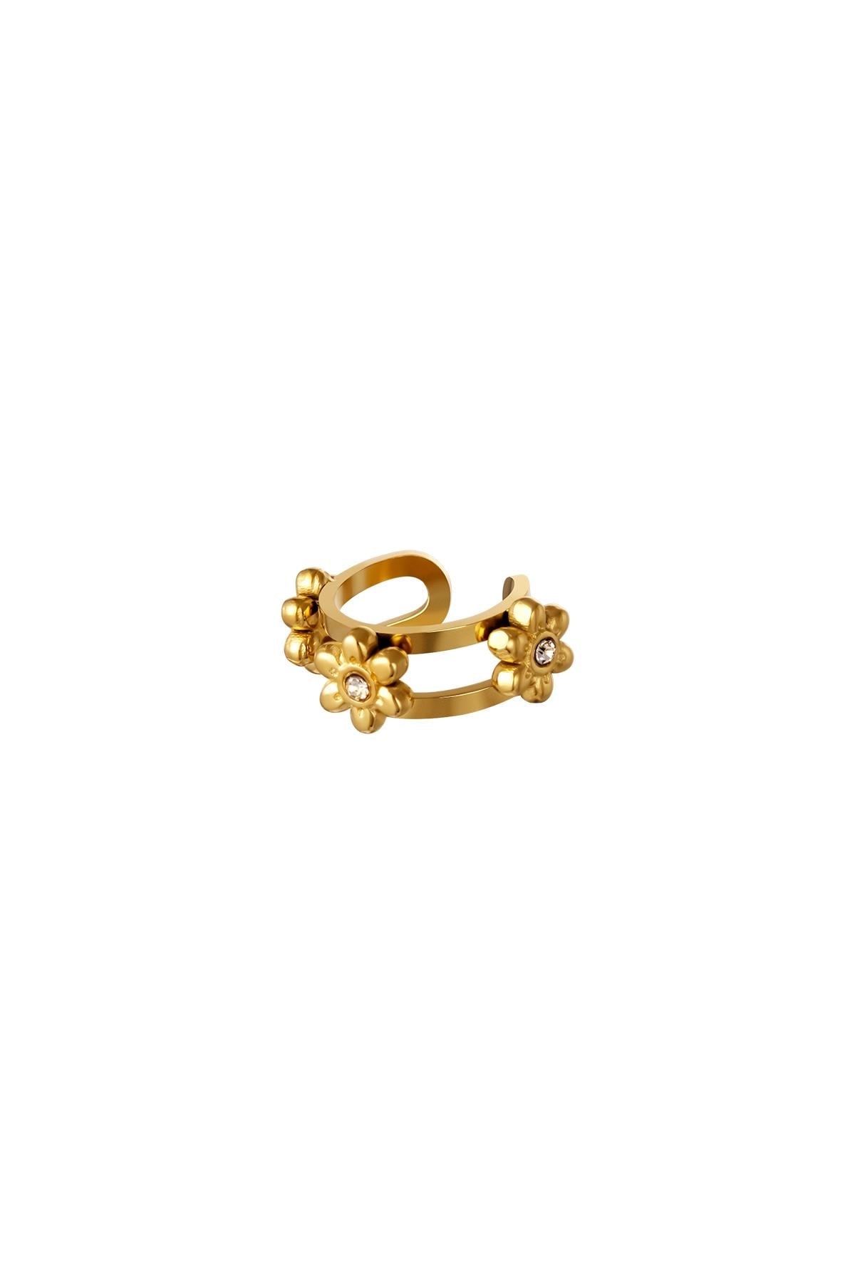 Earcuff kleine bloemen goud/zilver