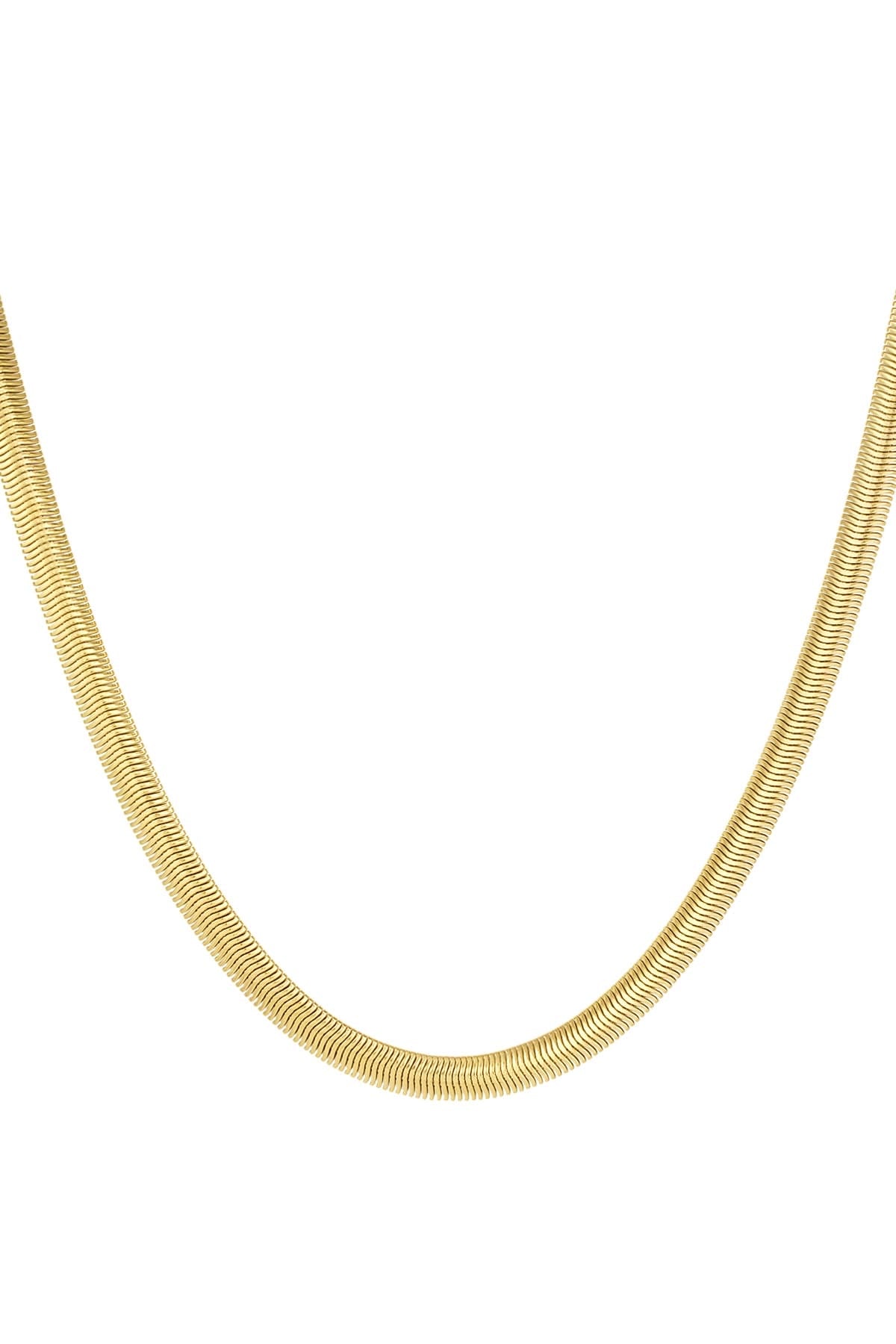 Ketting plat met structuur goud/zilver