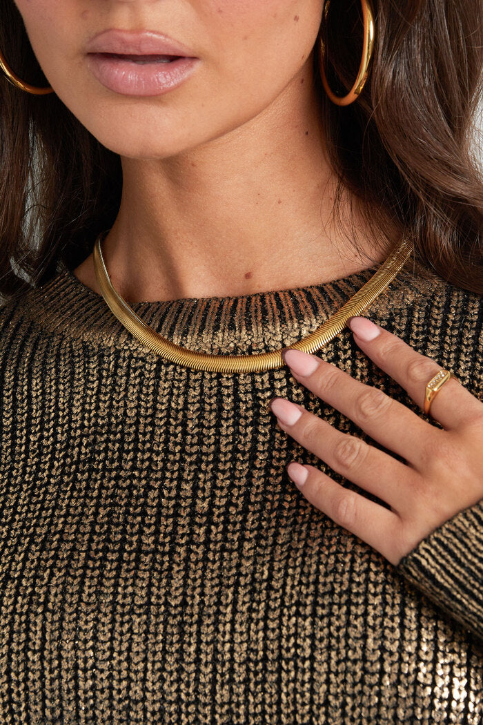 Unisex ketting plat gevlochten goud/ zilver