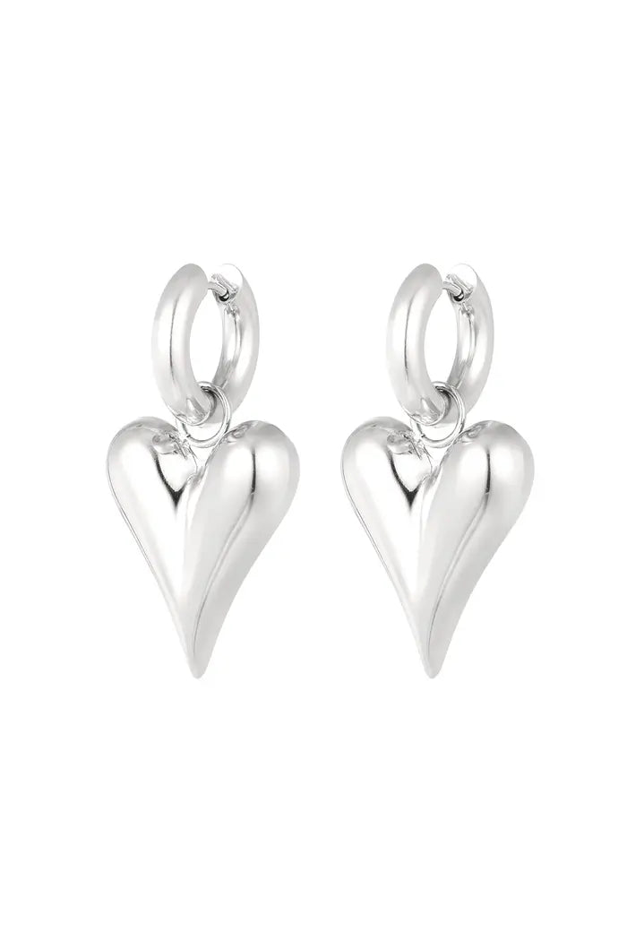 Oorbellen met harthangers groot - Goud/Zilver