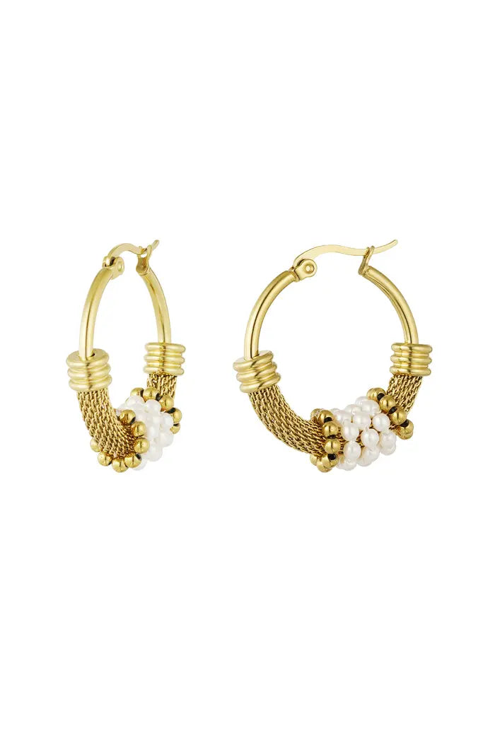 Oorbellen bohemian parel - Goud/Zilver