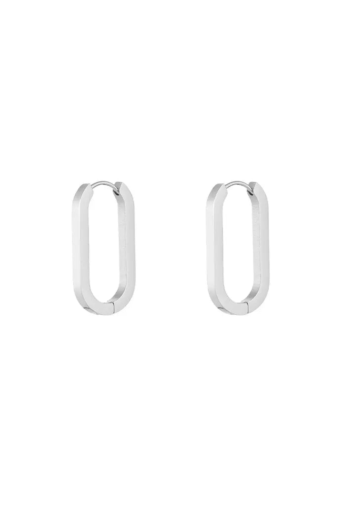 Basic ovale oorbellen groot - goud/ zilver