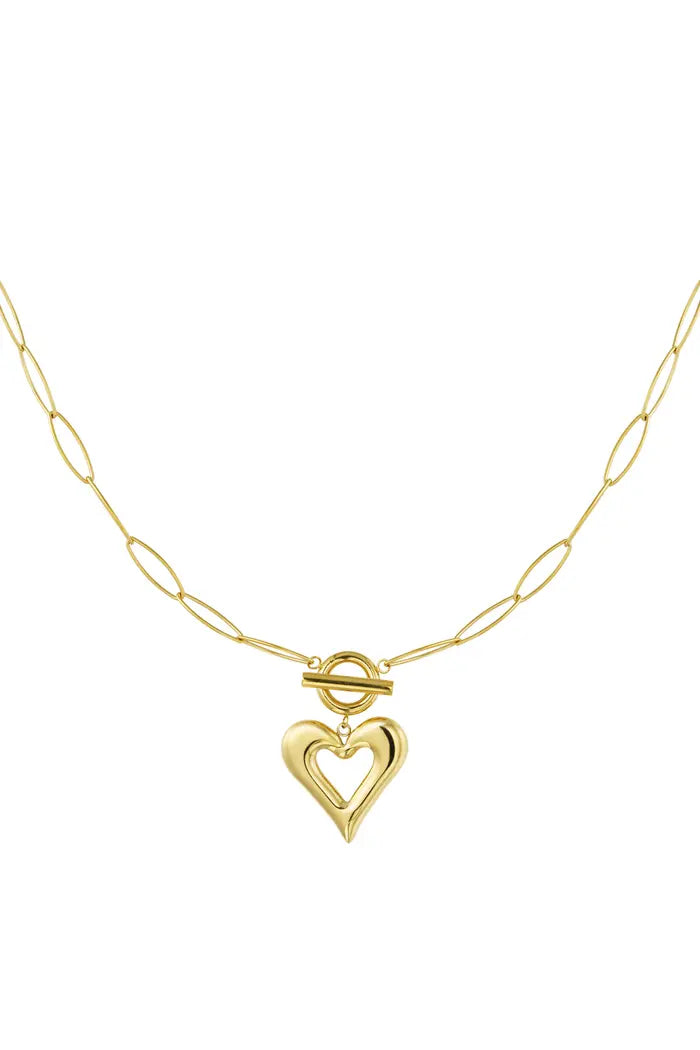 Schakelketting dik hartje - Goud/Zilver