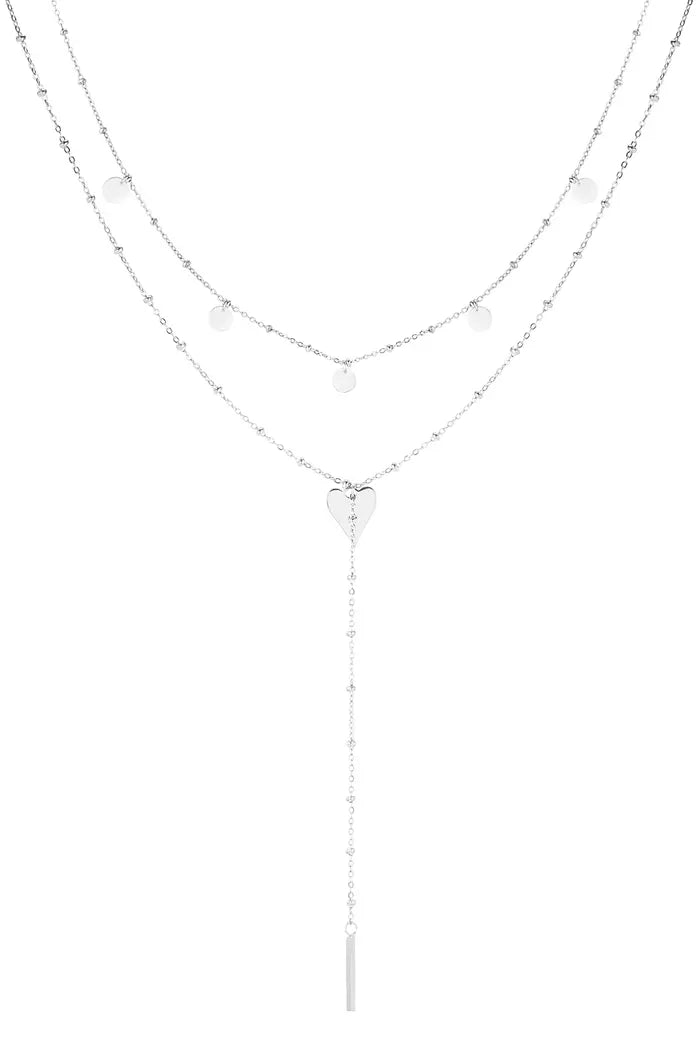 Ketting lang in het midden met cirkels - Goud/Zilver