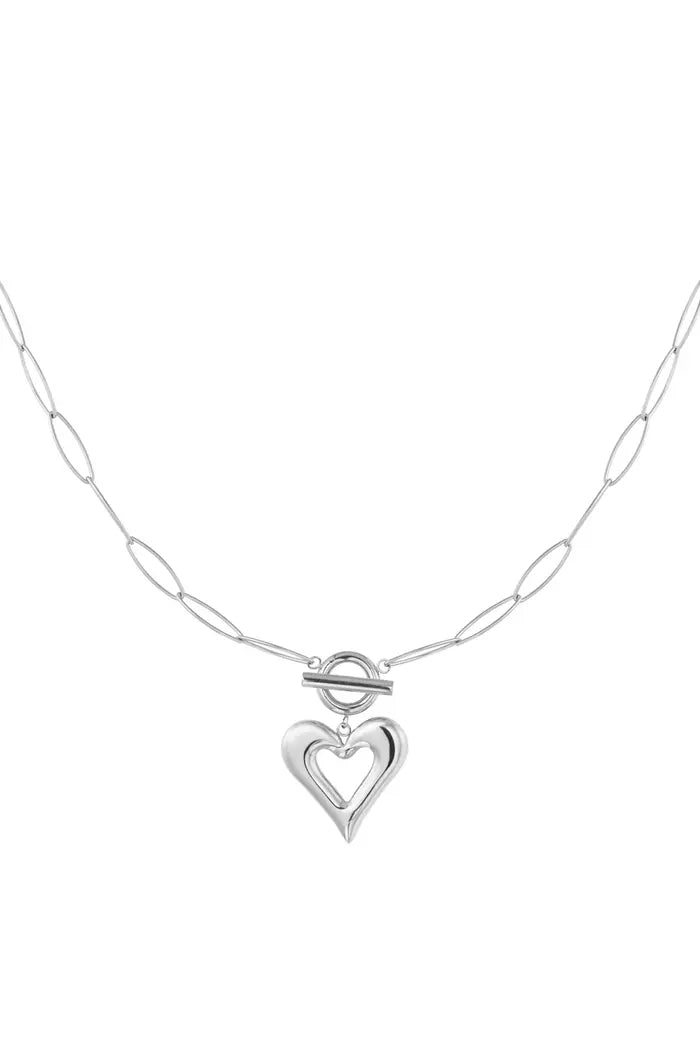 Schakelketting dik hartje - Goud/Zilver