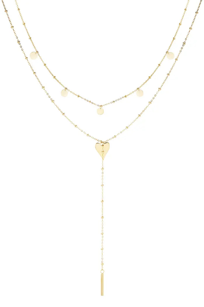 Ketting lang in het midden met cirkels - Goud/Zilver