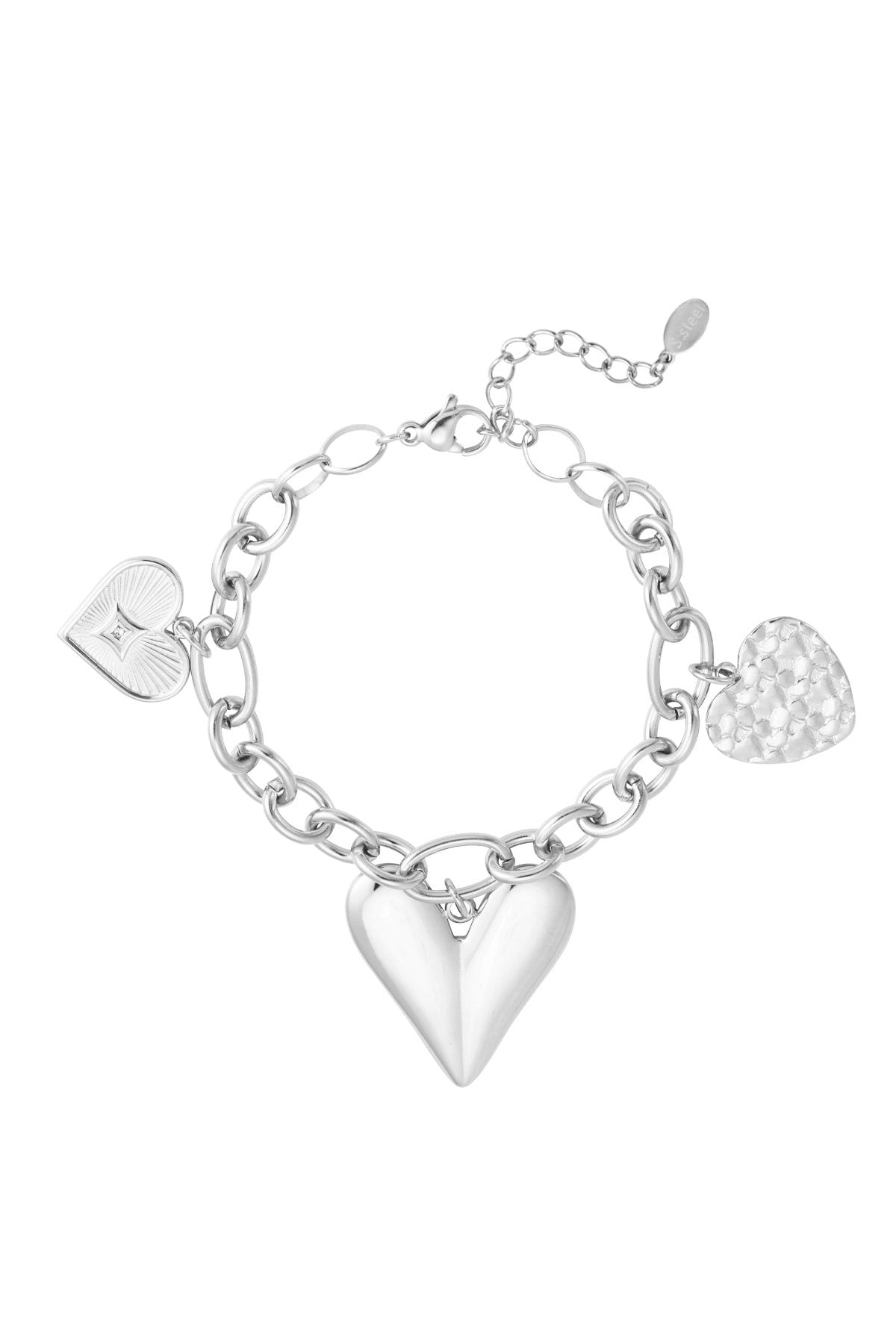 Bedelarmband triple heart goud/zilver