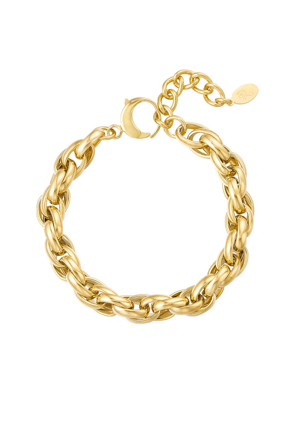 Schakelarmband grof goud/zilver