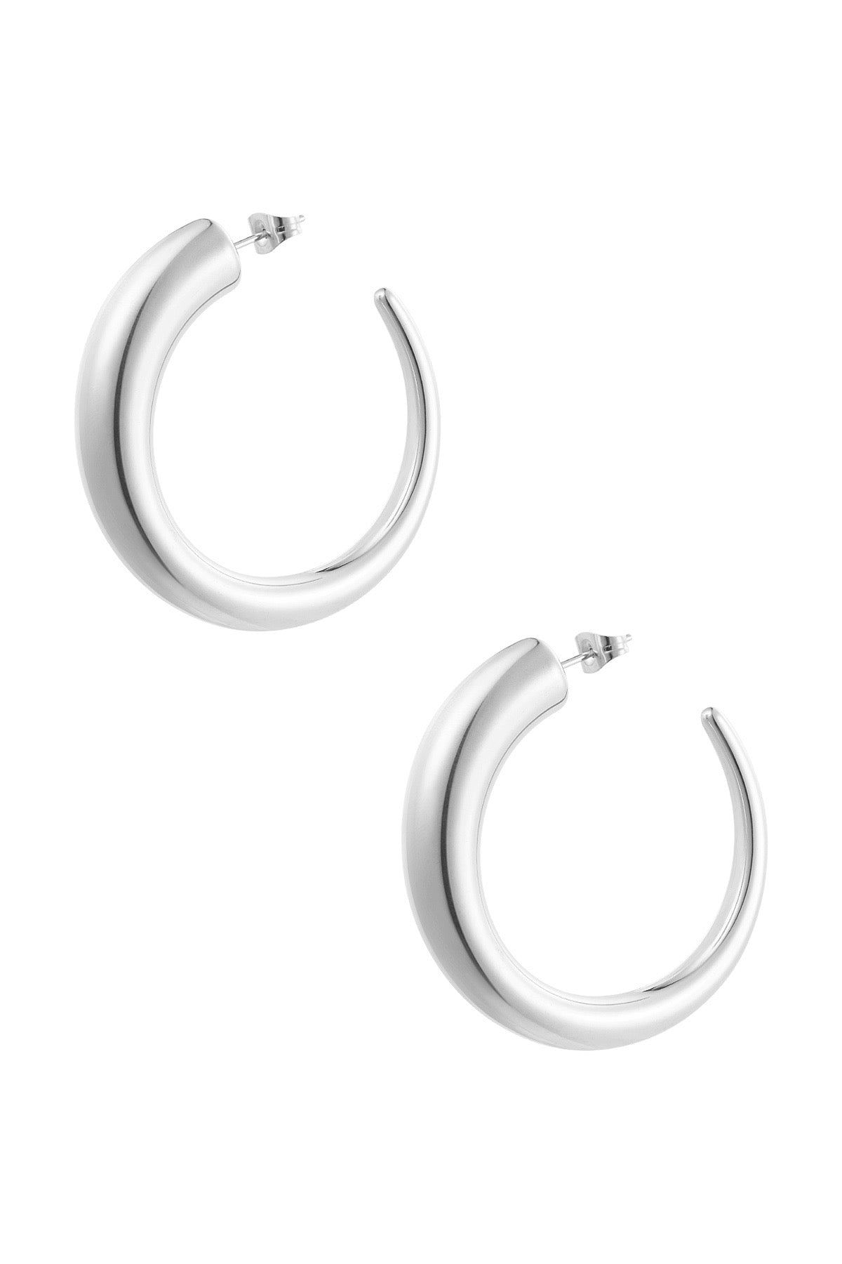 Oorbellen rond mat goud/zilver