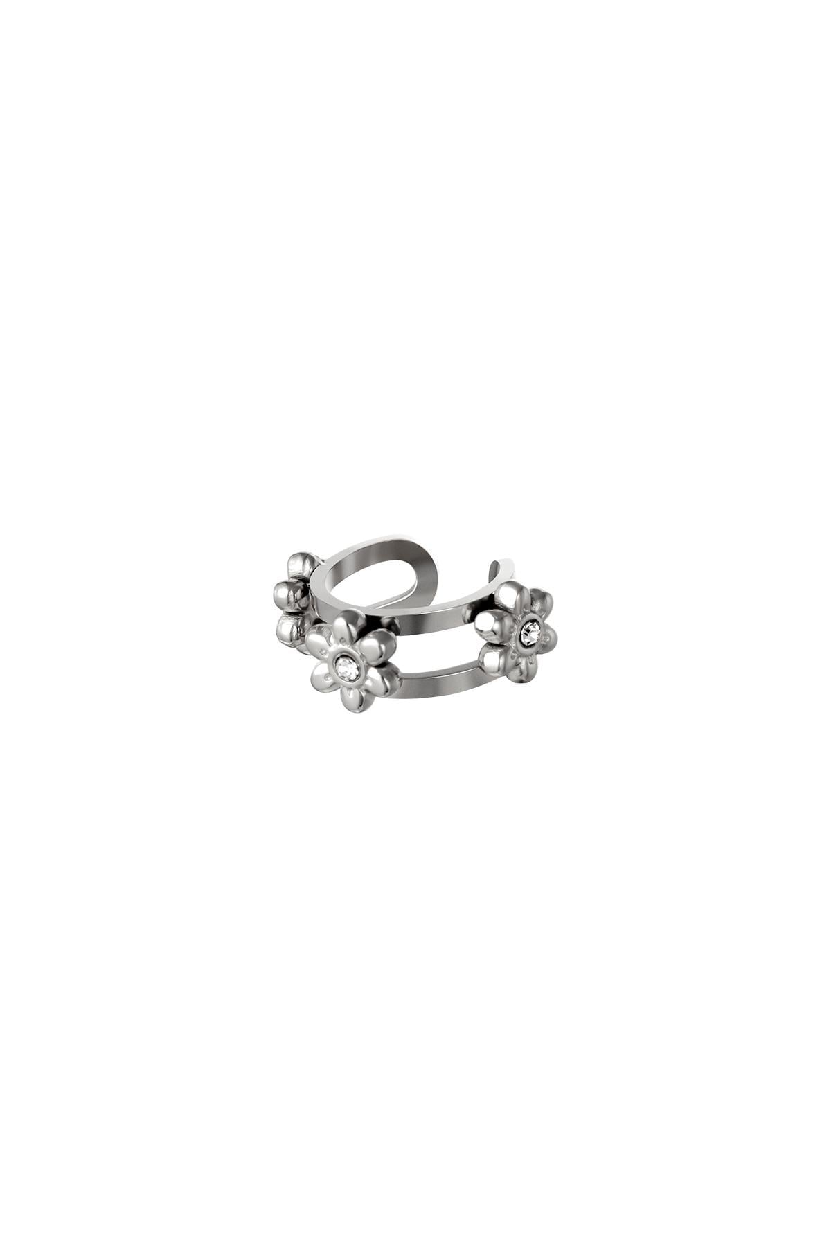 Earcuff kleine bloemen goud/zilver