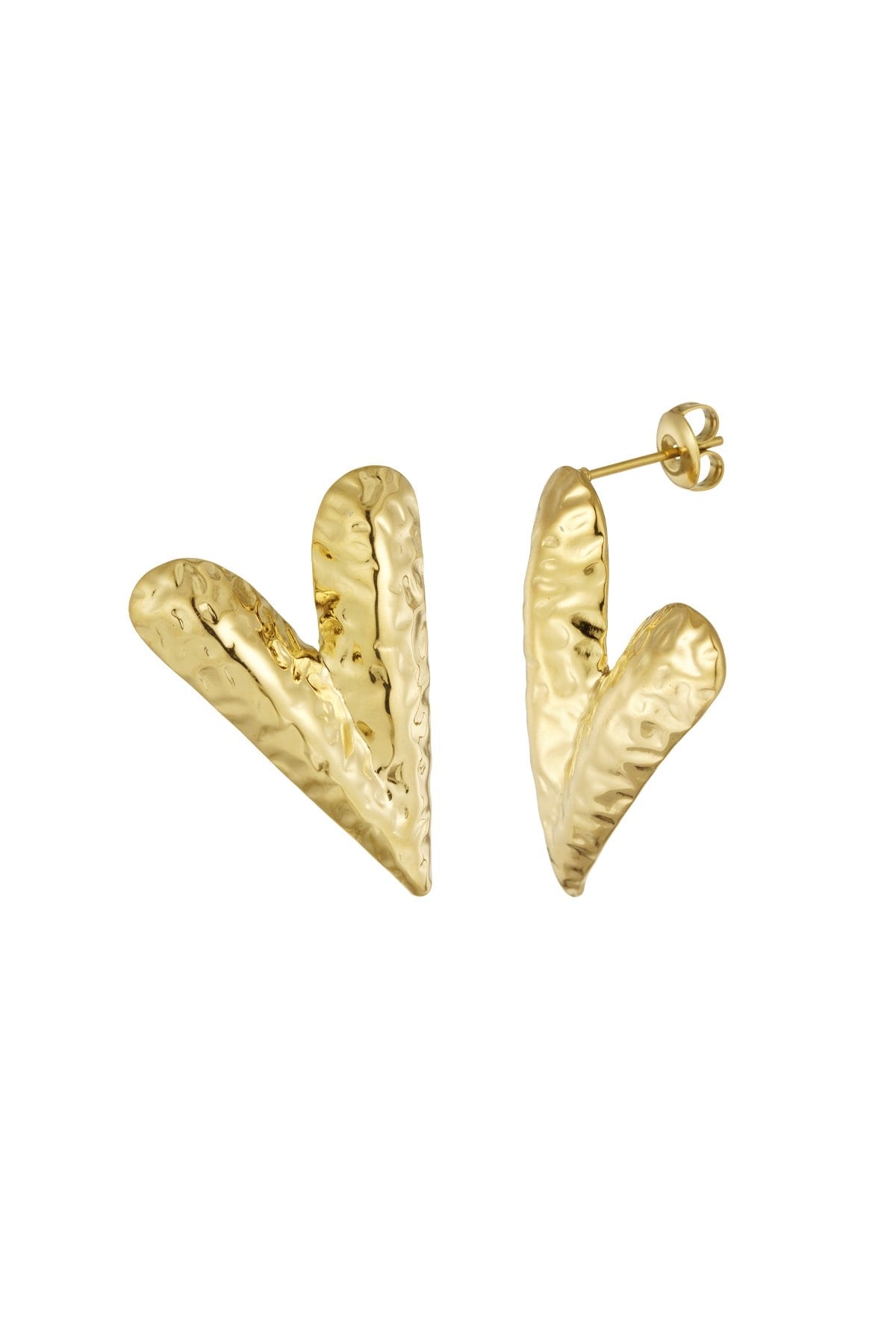 Structured love oorbellen goud/zilver