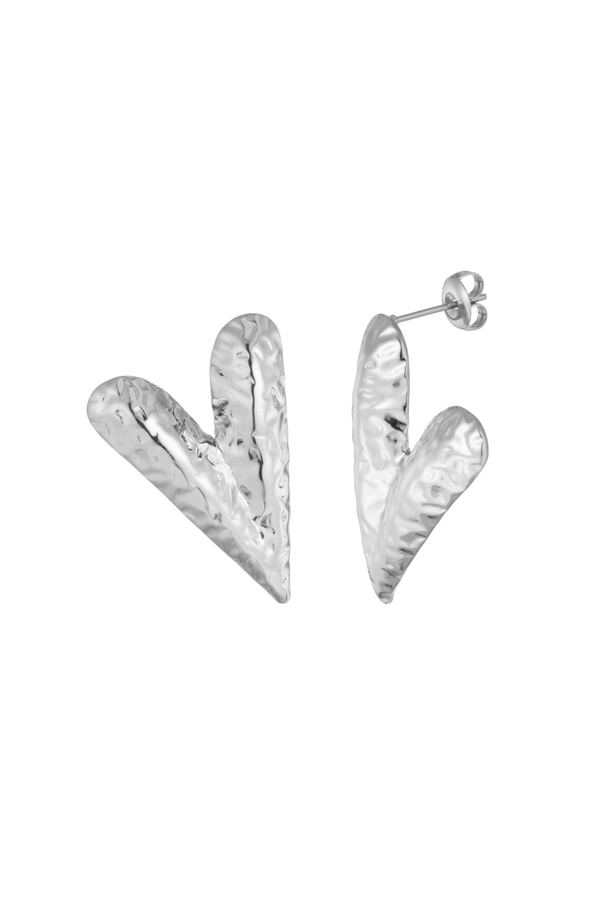 Structured love oorbellen goud/zilver