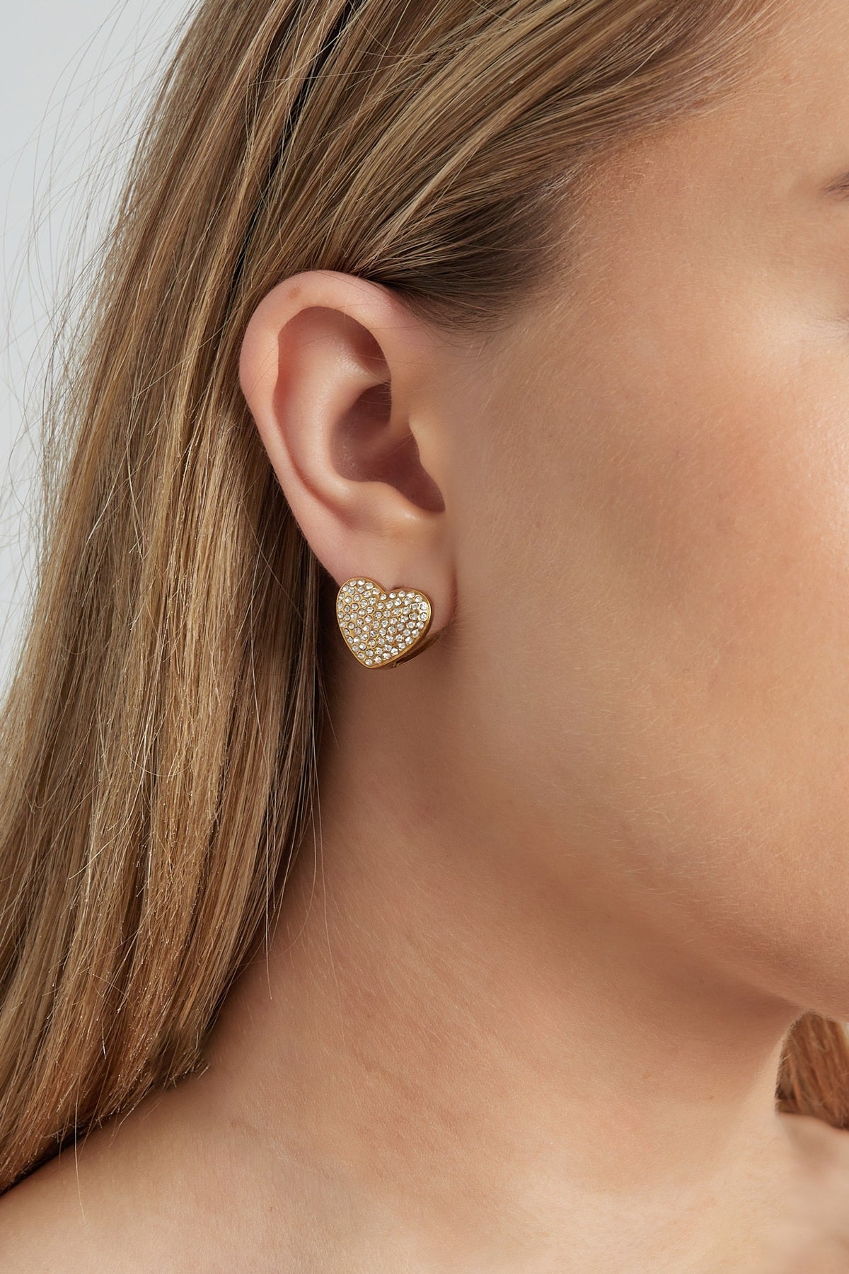 Oorbellen sparkle hearts goud/zilver